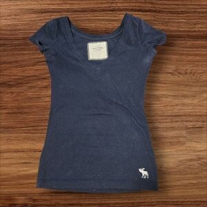 Abercrombie & Fitch Y2K Navy Blue Moose Logo Tee Shirt Top